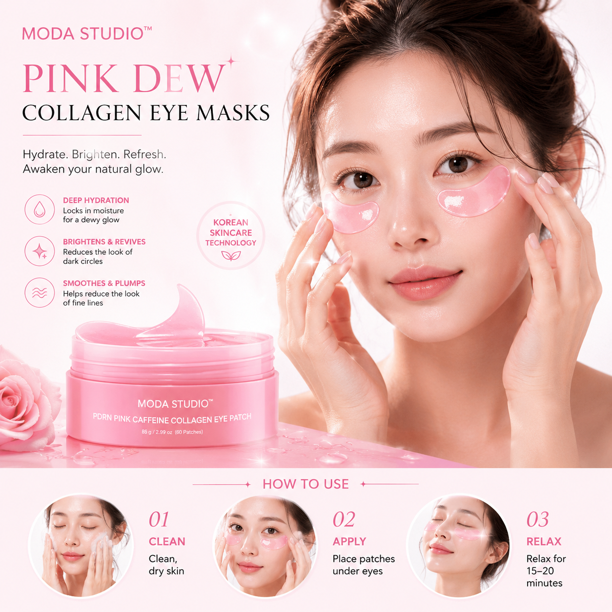 Pink Dew Collagen Eye Masks